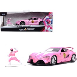 Toyota FT-1 Concept Pink Metallic and Pink Ranger Diecast Figurine 'Power Rangers' 'Hollywood Rides' Series 1/32 Diecast Model Car by Jada