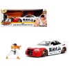 2002 Nissan Skyline GT-R (R34) RHD (Right Hand Drive) White with Red Graphics and Ryu Diecast Figure 'Street Fighter' Video Game 'Anime Hollywood Rides' Series 1/24 Diecast Model Car by Jada