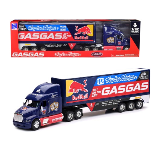 Peterbilt 387 Truck Dark Blue 'Red Bull - Troy Lee Designs - GASGAS' 1/32 Diecast Model by New Ray