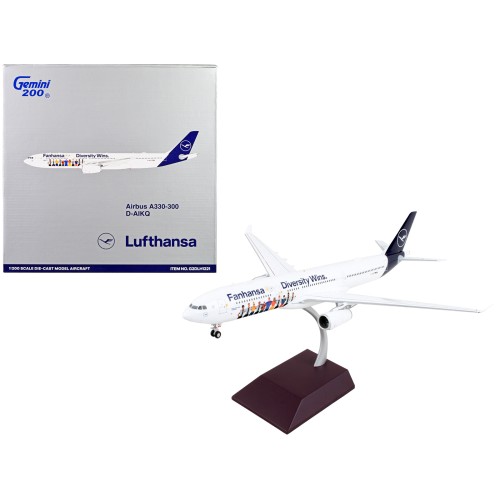 Airbus A330-300 Commercial Aircraft 'Lufthansa - Diversity Wins' White with Blue Tail 'Gemini 200' Series 1/200 Diecast Model Airplane by GeminiJets