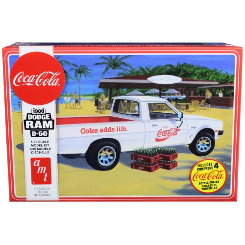 Skill 3 Model Kit 1980 Dodge Ram D-50 Pickup Truck 'Coca-Cola' Four Bottle Crates 1/25 Scale Model by AMT