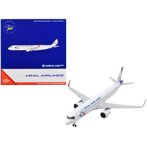 Airbus A321neo Commercial Aircraft 'Ural Airlines' White with Blue Tail 1/400 Diecast Model Airplane by GeminiJets