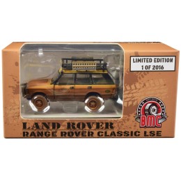 Land Rover Range Rover Classic LSE RHD (Right Hand Drive) 'Camel Trophy' Yellow (Dirty Mud Version) with Roof Rack Extra Wheels and Accessories Limited Edition to 2016 pieces Worldwide 1/64 Diecast Model Car by BM Creations
