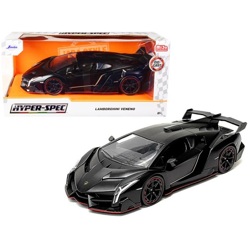 Lamborghini Veneno Matt Black 'Hyper-Spec' Series 1/24 Diecast Model Car by Jada