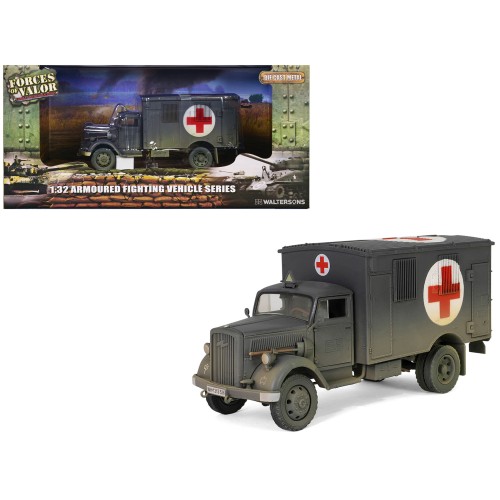 Opel-Blitz Kfz.305 Ambulance Gray (Weathered) 'German Army' 'Armoured Fighting Vehicle' Series 1/32 Diecast Model by Forces of Valor