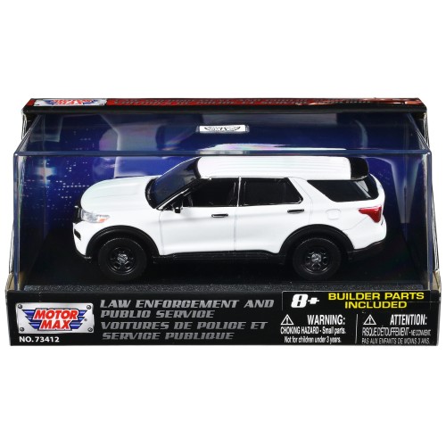 2022 Ford Police Interceptor Utility White Unmarked 'Custom Builder's Kit' 'Law Enforcement and Public Service' Series 1/43 Diecast Model Car by Motormax
