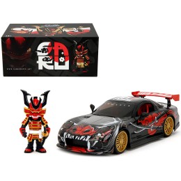 1993 Mazda RX-7 Black with Graphics 'Lab Monkeys' with Saru Diecast Figure 'Hollywood Rides' Series 1/24 Diecast Model Car by Jada