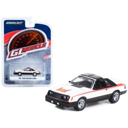 1981 Ford Mustang Cobra Polar White and Black with Red Stripes 'Greenlight Muscle' Series 27 1/64 Diecast Model Car by Greenlight
