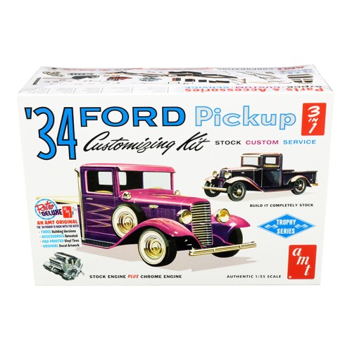 Skill 2 Model Kit 1934 Ford Pickup Truck 3 in 1 Kit 'Trophy Series' 1/25 Scale Model by AMT
