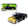 1955 Chevrolet Stepside Pickup Truck Matt Black with Yellow Flames 'Just Trucks' Series 1/24 Diecast Model Car by Jada