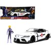 2020 Toyota Supra White and Roy Focker Diecast Figurine 'Robotech' 'Hollywood Rides' Series 1/24 Diecast Model Car by Jada