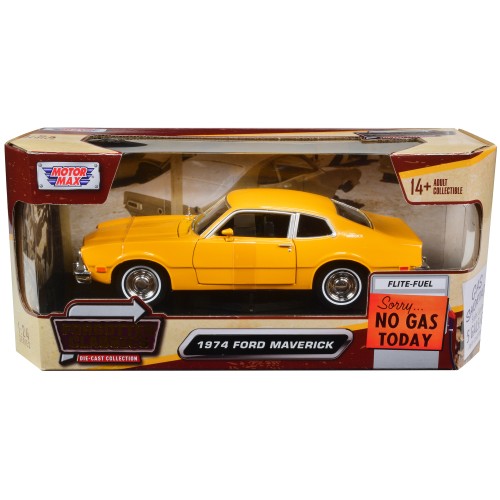 1974 Ford Maverick Yellow 'Forgotten Classics' 1/24 Diecast Model Car by Motormax