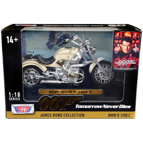 BMW R 1200 C Motorcycle Cream James Bond 007 'Tomorrow Never Dies' (1997) Movie 'James Bond Collection' Series 1/18 Diecast Model Car by Motormax
