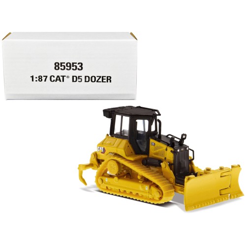 CAT Caterpillar D5 Track-Type Dozer Yellow with Fine Grading Undercarriage and Foldable Blade 'High Line Series' 1/87 (HO) Scale Diecast Model by Diecast Masters