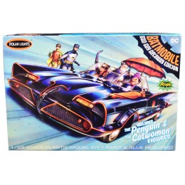 Skill 2 Model Kit 1966 Batmobile 'Bad Guy Getaway Edition' with Penguin and Catwoman Figures 'Batman' (1966-1968) TV Series 1/25 Scale Model by Polar Lights