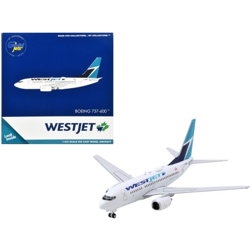Boeing 737-600 Commercial Aircraft 'Westjet Airlines' (C-GWSL) White with Blue Tail 1/400 Diecast Model Airplane by GeminiJets