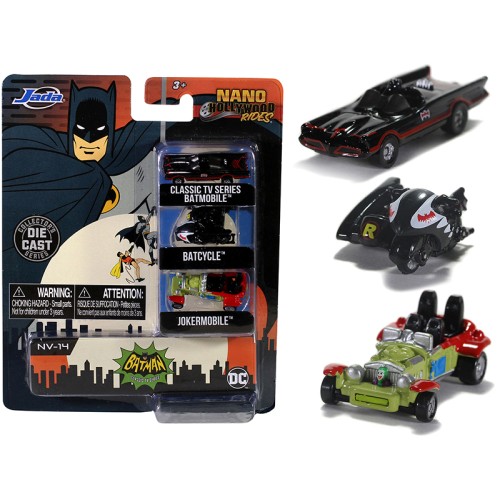 'Batman' (1966-1968) Classic TV Series 3 piece Set 'Nano Hollywood Rides' Diecast Models by Jada