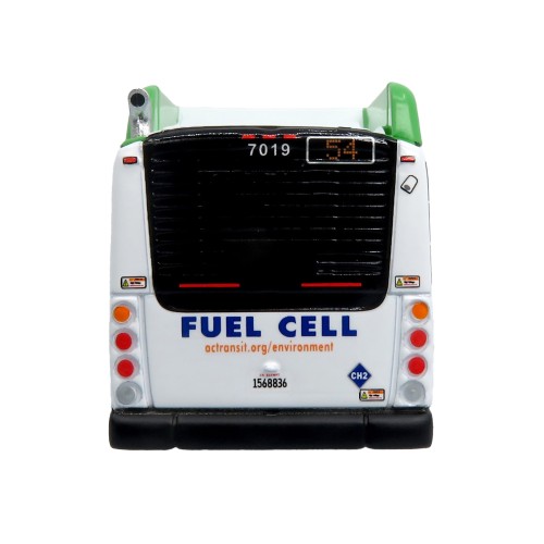 New Flyer Xcelsior XHE40 Transit Bus 'AC Transit - Zero Emission' White and Green with Graphics 'The Bus & Motorcoach Collection' Limited Edition 1/87 (HO) Diecast Model by Iconic Replicas