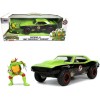 1967 Chevrolet Camaro Offroad Bright Green and Matt Black (Dirty Version) and Raphael Diecast Figure 'Teenage Mutant Ninja Turtles' 'Hollywood Rides' Series 1/24 Diecast Model Car by Jada