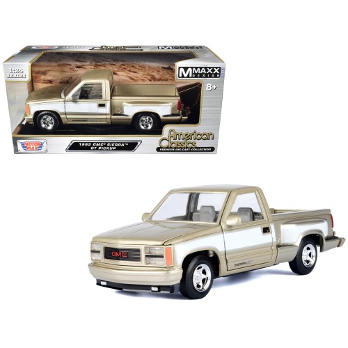 1992 GMC Sierra GT Pickup Truck Gold Metallic with White Sides 'American Classics' Series 1/24 Diecast Model Car by Motormax