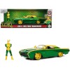 1963 Ford Thunderbird Green and Yellow Metallic with Hood Graphics and Loki Diecast Figure 'Loki' 'Marvel' Series 1/24 Diecast Model Car by Jada