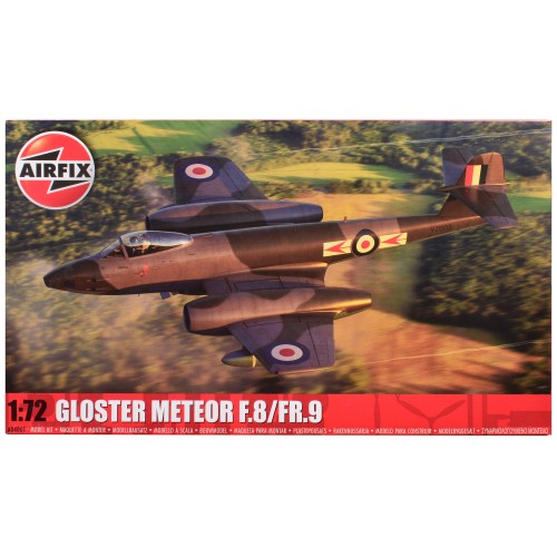 Level 2 Model Kit Gloster Meteor F.8/FR.9 Fighter Aircraft with 2 Scheme Options 1/72 Plastic Model Kit by Airfix