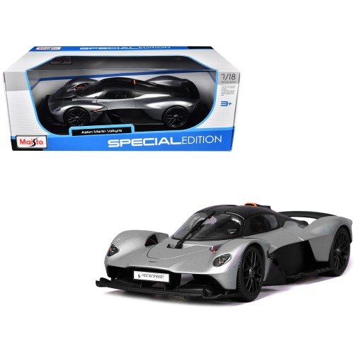 Aston Martin Valkyrie Silver Metallic with Matt Black Top 'Special Edition' Series 1/18 Diecast Model Car by Maisto