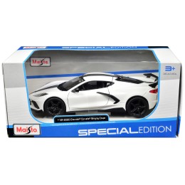 2020 Chevrolet Corvette Stingray Coupe White with Black Stripes 'Special Edition' Series 1/24 Diecast Model Car by Maisto