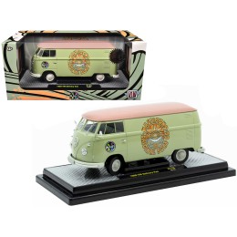 1960 Volkswagen Delivery Van 'Maui & Sons' Light Olive Green with Salmon Top Limited Edition to 6650 pieces Worldwide 1/24 Diecast Model Car by M2 Machines