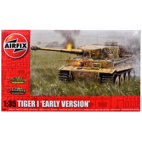 Level 3 Model Kit German Tiger I 'Early Version' Tank with 2 Scheme Options 1/35 Plastic Model Kit by Airfix