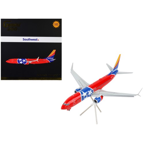 Boeing 737-800 Commercial Aircraft with Flaps Down 'Southwest Airlines - Tennessee One' Tennessee Flag Livery 'Gemini 200' Series 1/200 Diecast Model Airplane by GeminiJets