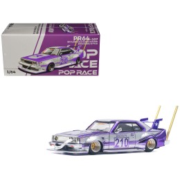 Skyline C210 Kaido Racer 'Bosozoku Style' RHD (Right Hand Drive) #210 Purple and Silver 1/64 Diecast Model Car by Pop Race