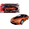 2018 BMW i8 Coupe Metallic Orange with Black Top 1/24 Diecast Model Car by Motormax