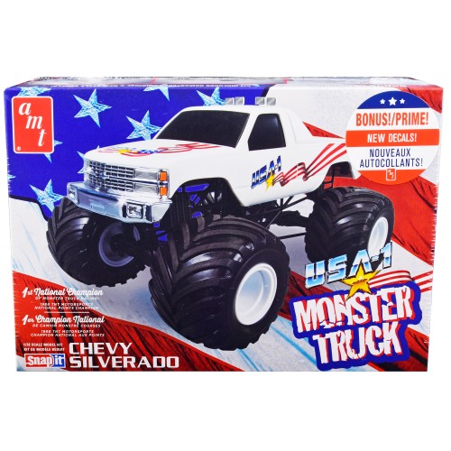 Skill 1 Snap Model Kit Chevrolet Silverado 'USA-1' Monster Truck 1/32 Scale Model by AMT