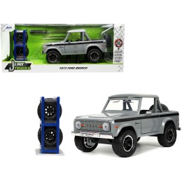 1973 Ford Bronco Pickup Truck Gray with Black Stripes with Extra Wheels 'Just Trucks' Series 1/24 Diecast Model Car by Jada