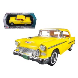 1955 Chevrolet Bel Air Convertible Soft Top Yellow 'Timeless Classics' 1/18 Diecast Model Car by Motormax