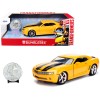 2006 Chevrolet Camaro Concept Yellow Bumblebee with Robot on Chassis and Collectible Metal Coin 'Transformers' Movie 1/24 Diecast Model Car by Jada